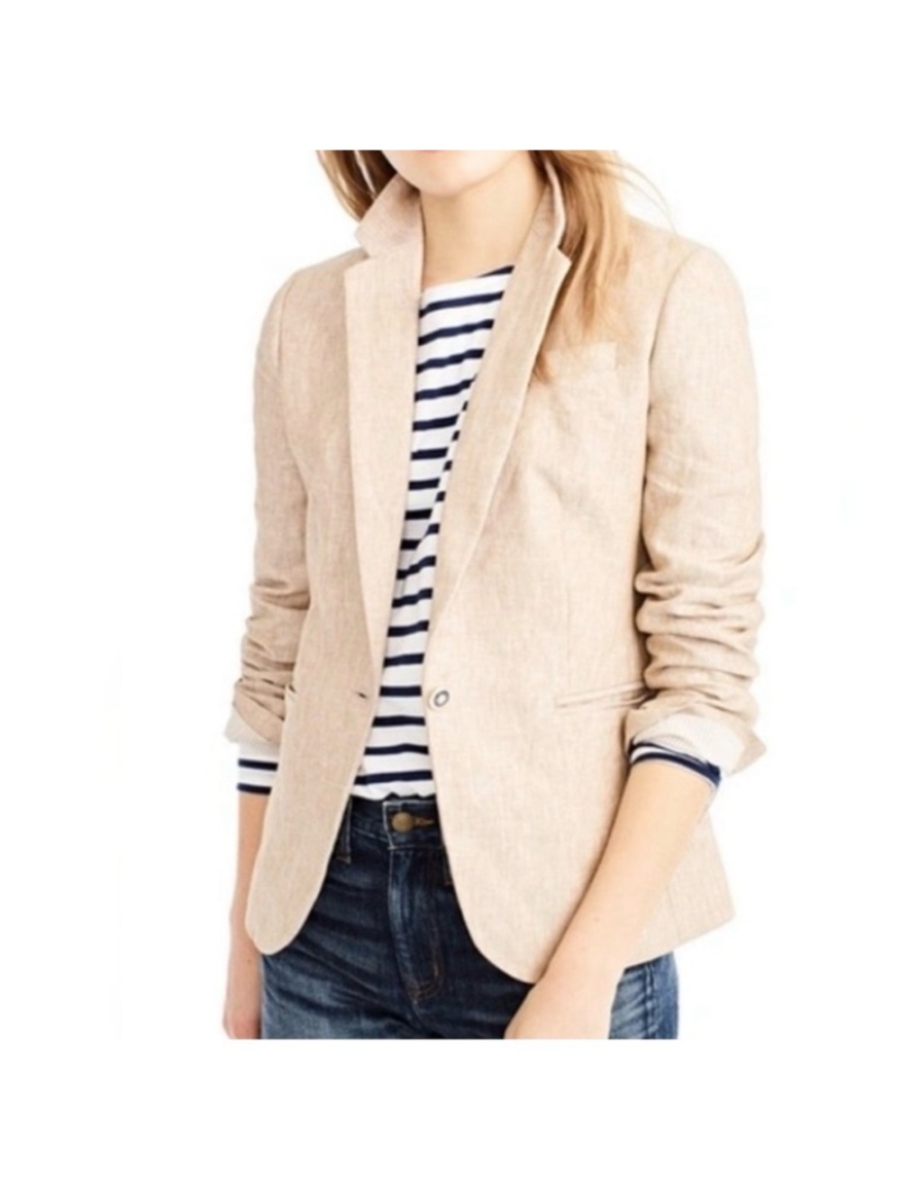 J Crew Beige Linen Campbell Blazer / Jacket